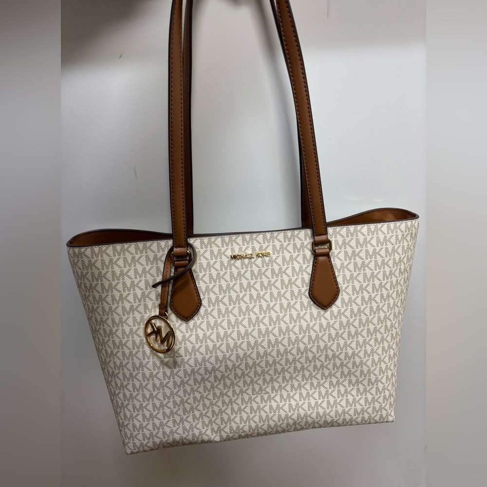 Michael Kors Cream and Brown Signature Tote